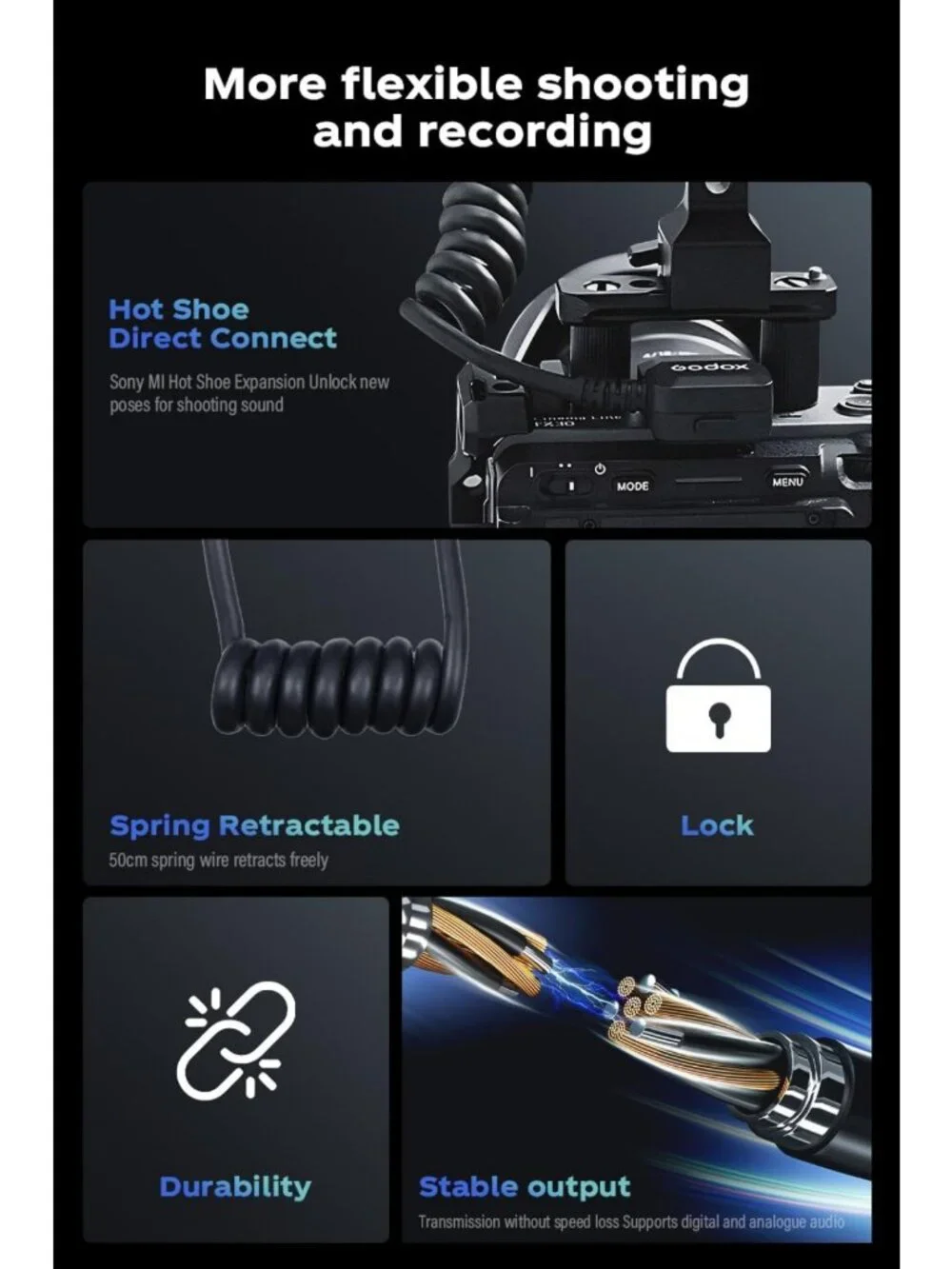 Off-Camera Audio Extension Cable for Sony Cameras - Compatible with A7 Series